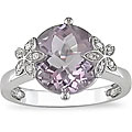 14k White Gold Rose de France and Diamond Ring