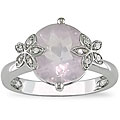 14k White Gold Rose Quartz and Diamond Ring