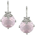 14k White Gold Rose Quartz and Diamond Earrings
