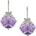14k Gold Rose de France and Diamond Earrings