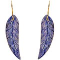 10k Yellow Gold Sodalite Leaf Earrings