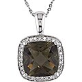 10k Gold 1/10ct TDW Diamond Smokey Quartz Necklace