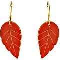 10k Yellow Gold Carnelian Leaf Earrings