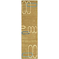 Ellipses Beige New Zealand Wool Runner (2'6 x 12')