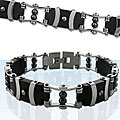 Stainless Steel Hematite/ Rubber Link Bracelet