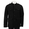Black Rivet Men's Black Wool Blend Military Detail Coat