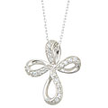 Sterling Silver Cubic Zirconia Fashion Cross Necklace