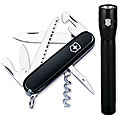 Swiss Army Black Camper Knife with LED Flashlight