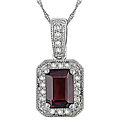 14k Gold Garnet and 1/10ct TDW Diamond Necklace