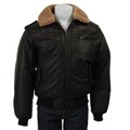 Sean John Men's Black Leather Bomber Jacket