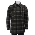 Sean John Men's Wool Blend Plaid Peacoat