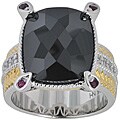 Michael Valitutti Palladium Silver Black Spinel Ring