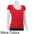 August Silk Women's Silk Blend Ruffle-sleeve Top