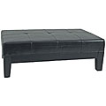 Black Beech Wood and Leather Cocktail Ottoman