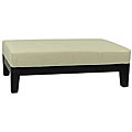 Off-white Beech Wood and Leather Cocktail Ottoman