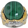 Michael Valitutti Palladium Silver Malachite and Sapphire Ring