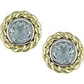 10k Two-tone Gold Aquamarine Earrings