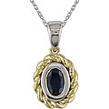 10k Yellow and White Gold Sapphire Oval Necklace