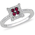10k White Gold Ruby and Diamond Ring