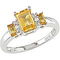 14k White Gold Citrine and Diamond Ring