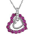 14k Gold Pink Sapphire and Diamond Heart Necklace
