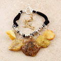 Sterling Silver Baltic Amber Faux Suede Bracelet (Poland)