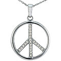 Sterling Silver 1/10ct TDW Diamond Peace Sign Necklace