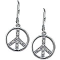 Sterling Silver 1/10ct TDW Diamond Peace Sign Dangle Earrings