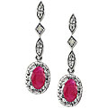 10k White Gold Ruby and Diamond Earrings