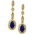 10k Yellow Gold Blue Sapphire and Diamond Earrings
