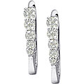 14k White Gold 1ct TDW Diamond Journey Hoop Earrings