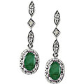 10k White Gold Emerald and Diamond Earrings