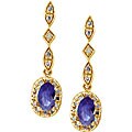 10k Yellow Gold Tanzanite and Diamond Earrings