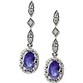 10k White Gold Tanzanite and Diamond Earrings
