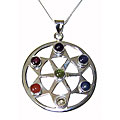 Sterling Silver 'Star Wheel' Gemstone Necklace (India)