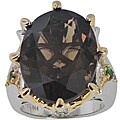 Michael Valitutti Palladium Silver Smokey Quartz/ Sapphire Ring