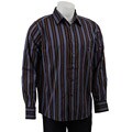 Bruno Men's Long-sleeve Brown Stripe Woven Shirt