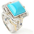 Michael Valitutti Palladium Silver Turquoise/ Sapphire Ring