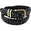Mezlan Men's Black Leather Woven Belt