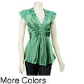 Aryn K Sheer-sleeve Empire-waist Silk Top