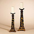 Hand-painted Black and Gold Candle Holders