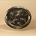 Black Floral Decorative Tray