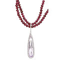 18k White Gold Garnet and Rose de France Necklace