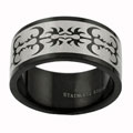Stainless Steel Black Abstract Ring