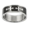 Stainless Steel Black Cross Ring