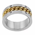 Stainless Steel Goldplated Curb Chain Center Ring