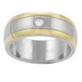 Stainless Steel Goldtone Cubic Zirconia Ring
