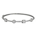 Silvertone Cubic Zirconia Squares and Circles Bracelet