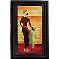 'Village Beauty II' Hand-painted Framed Canvas Art