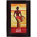 'Village Beauty III' Hand-painted Framed Canvas Art
